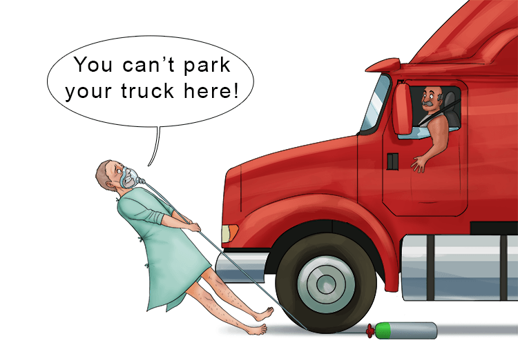 You can't park your truck here (trachea), it's on top of the tube that allows the passage of air.